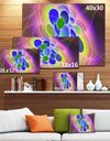 Blue Green Fractal Virus Design - Abstract Art on Canvas