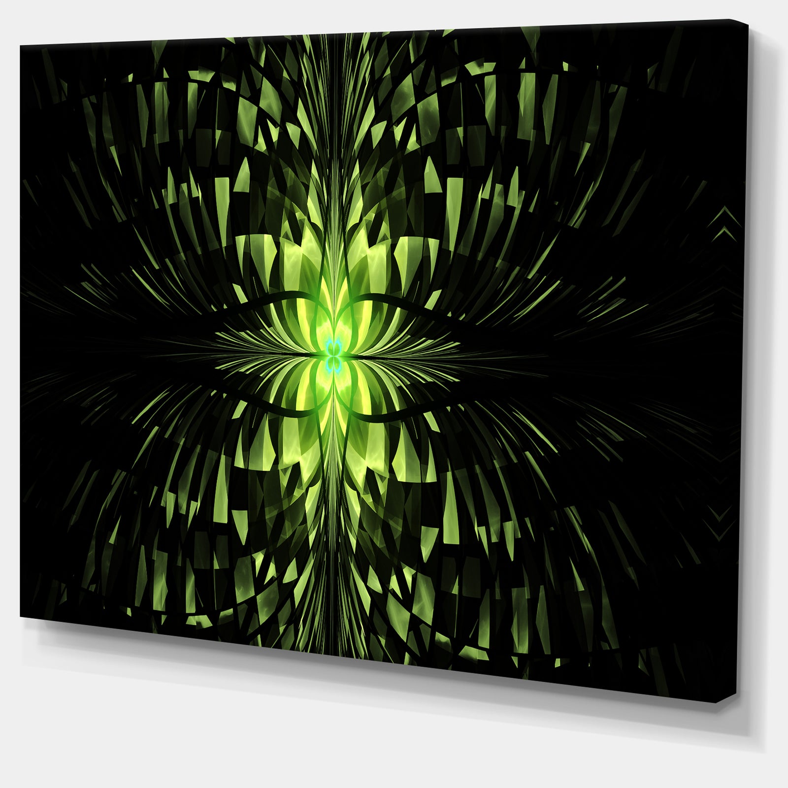 Green Butterfly Pattern on Black - Extra Large Abstract Canvas Art Print Canvas