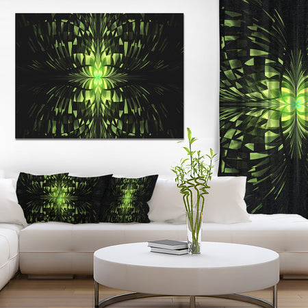 Green Butterfly Pattern on Black - Extra Large Abstract Canvas Art Print Canvas