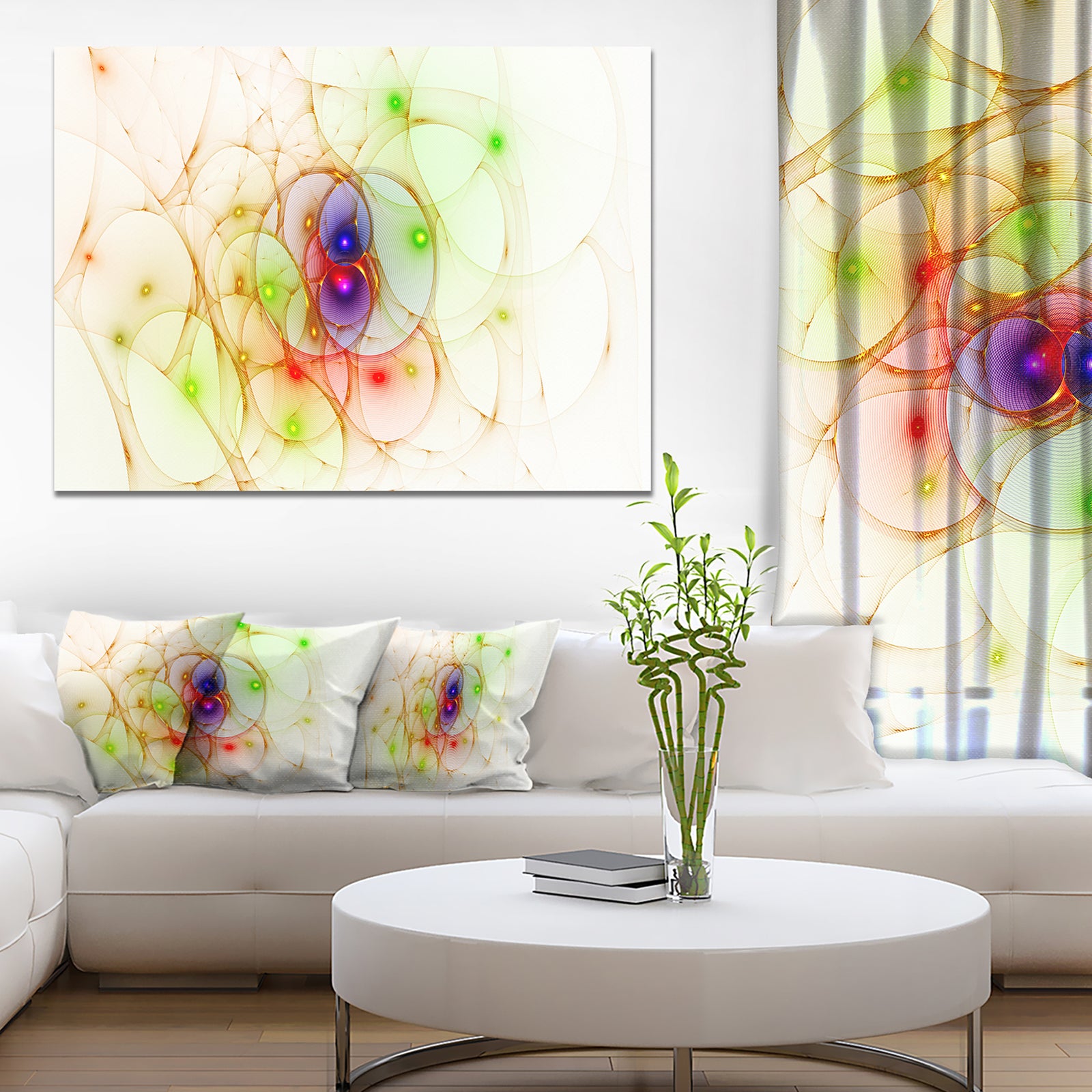 Spherical Colorful Fractal Design - Extra Large Abstract Canvas Art Print Canvas