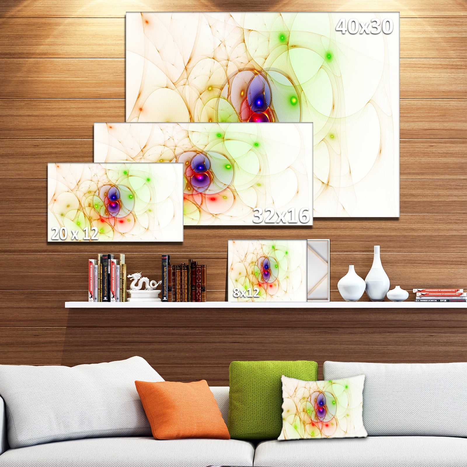 Spherical Colorful Fractal Design - Extra Large Abstract Canvas Art Print Canvas