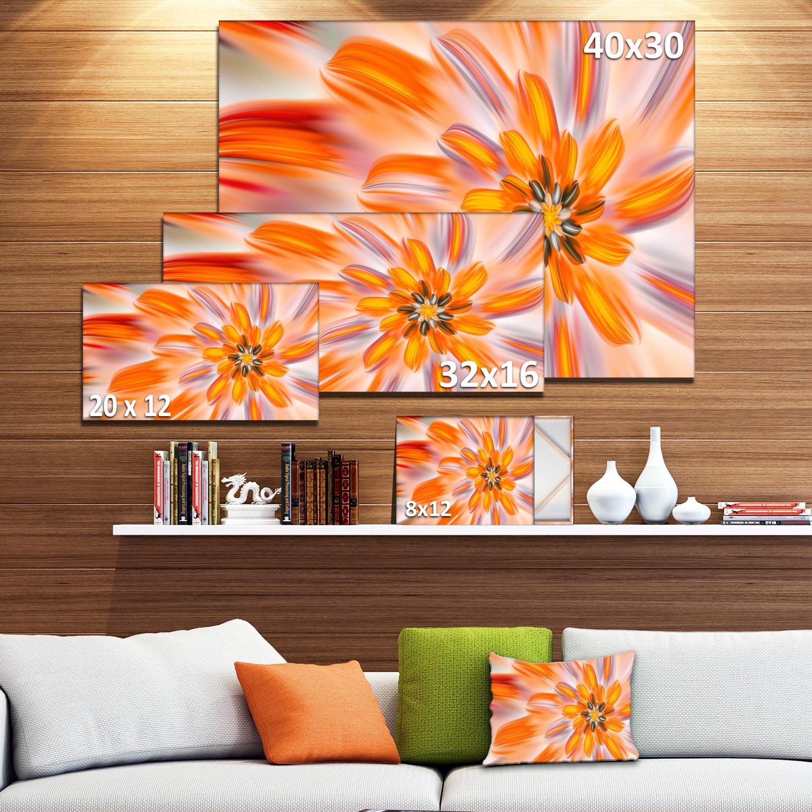 Dance of Fractal Yellow Petals - Extra Large Abstract Canvas Art Print Canvas