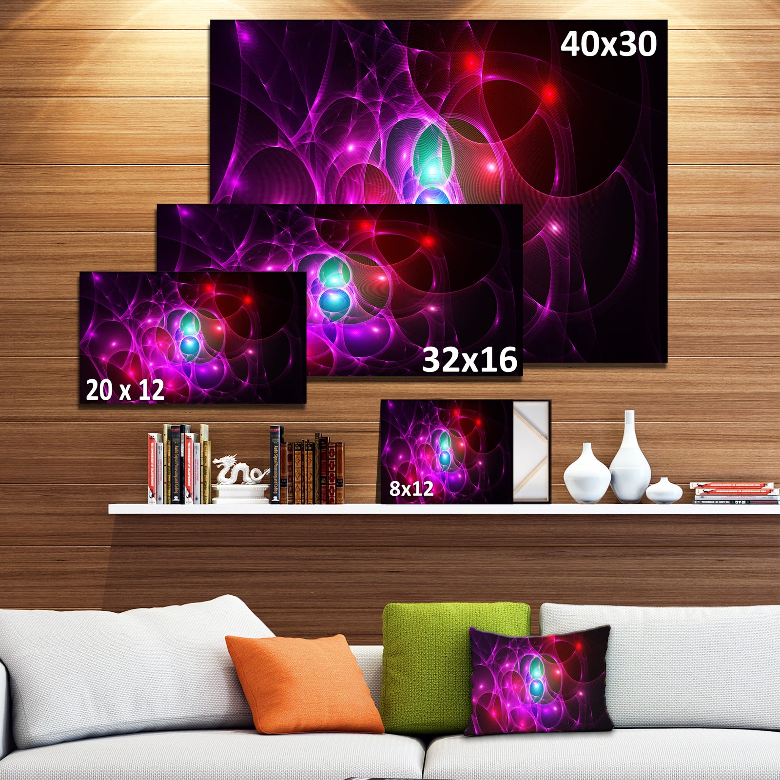 Pink Glowing Bubbles Time - Extra Large Abstract Canvas Art Print Canvas