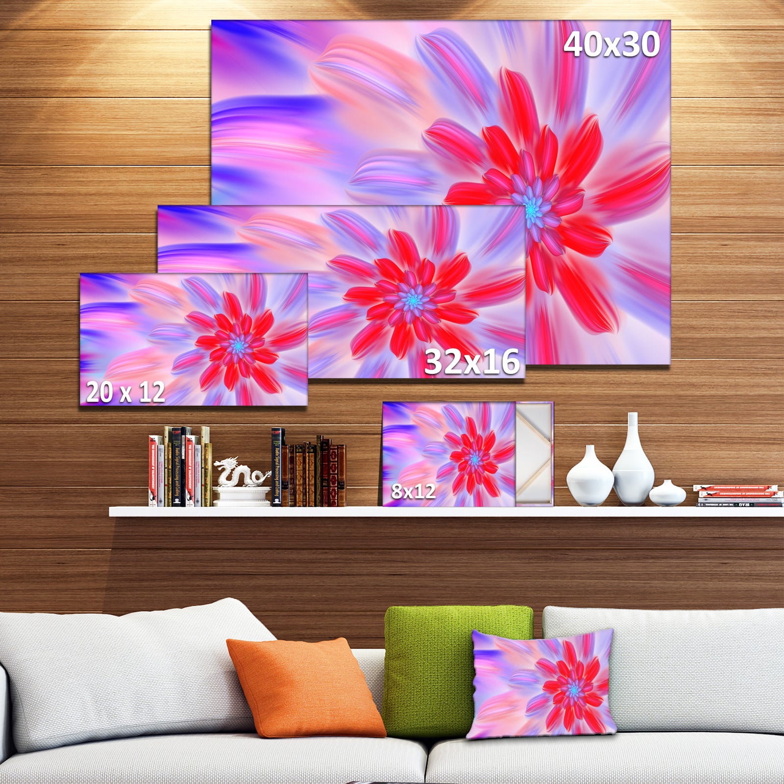 Dance of Fractal Pink Petals - Extra Large Abstract Canvas Art Print Canvas