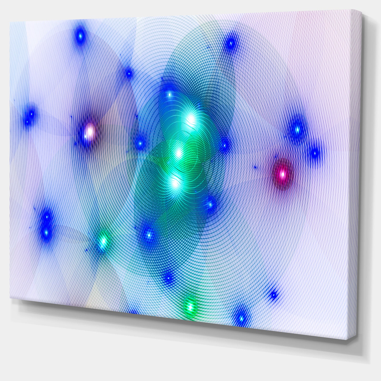 Blue Fractal Lights in Fog - Extra Large Abstract Canvas Art Print Canvas