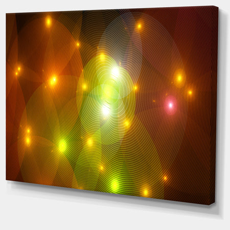 Golden Fractal Lights in Fog - Extra Large Abstract Canvas Art Print Canvas