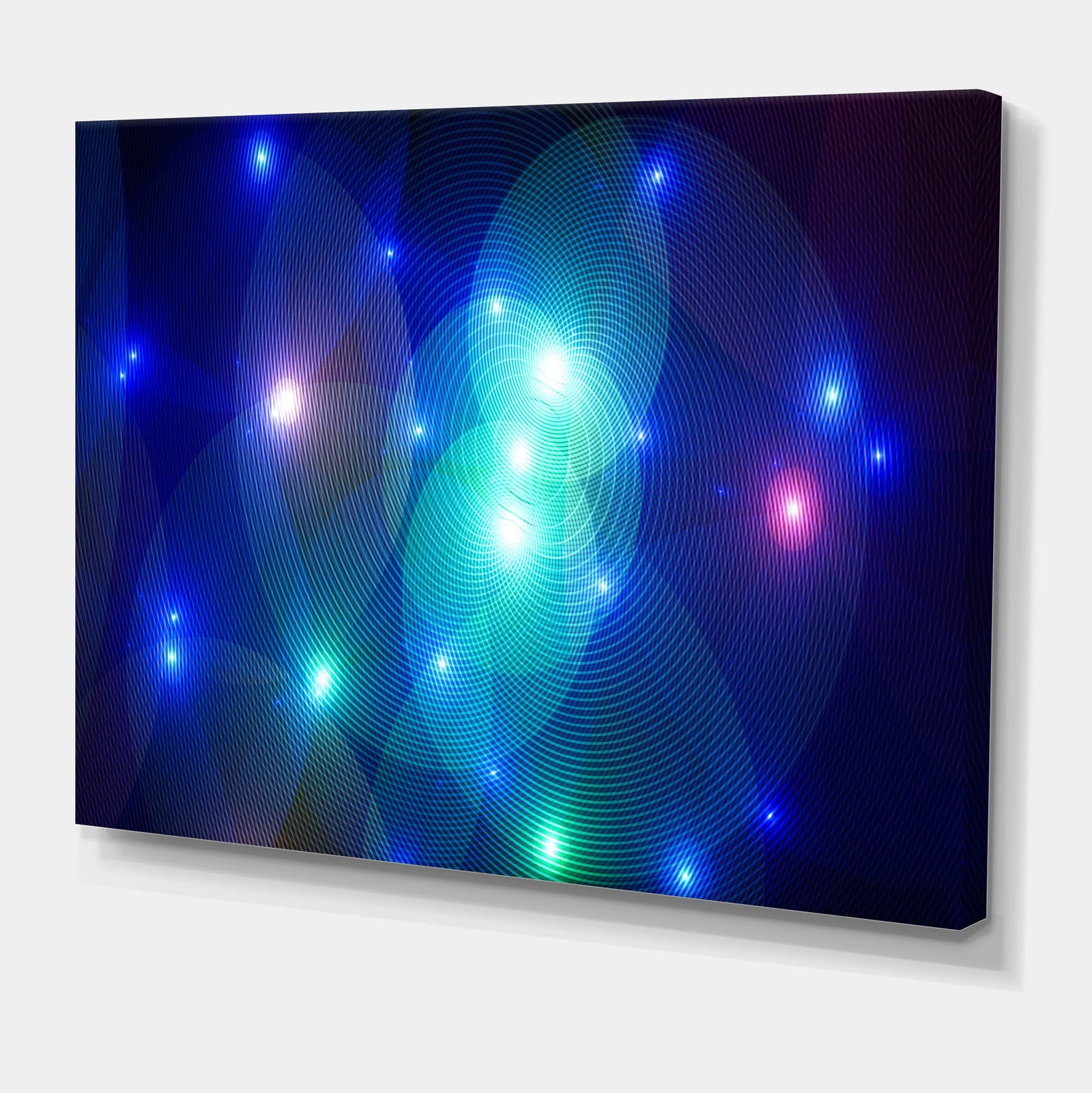 Dark Blue Fractal Lights in Fog - Extra Large Abstract Canvas Art Print Canvas