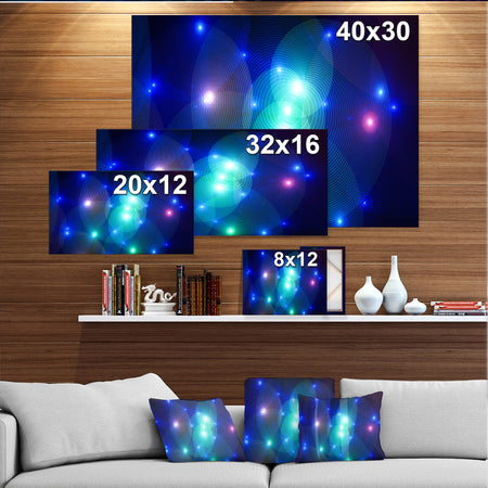 Dark Blue Fractal Lights in Fog - Extra Large Abstract Canvas Art Print Canvas