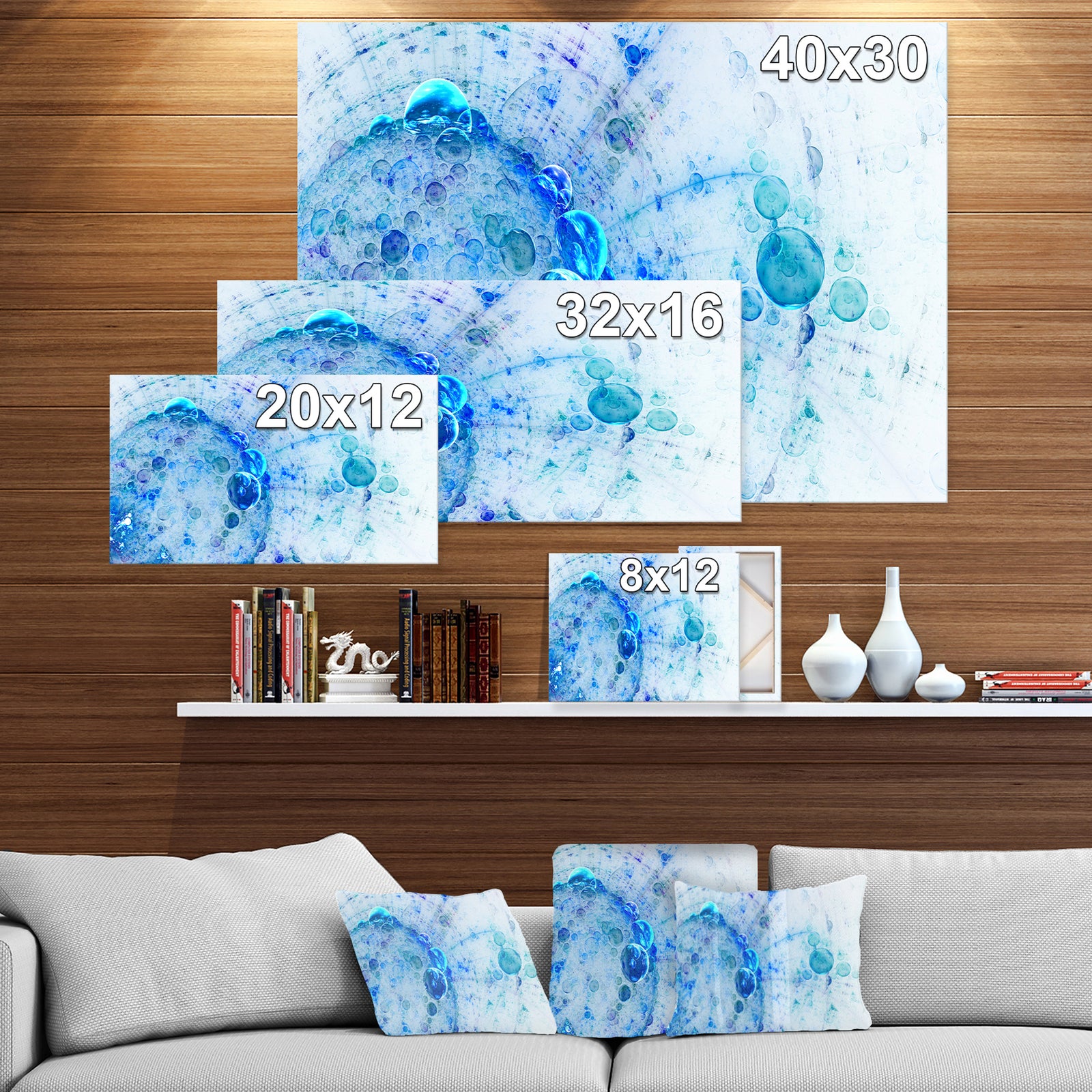 World Bubbles Fractal Pattern - Extra Large Abstract Canvas Wall Art