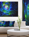 Blue Curly Spiral on Black - Extra Large Abstract Canvas Wall Art