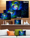 Blue Curly Spiral on Black - Extra Large Abstract Canvas Wall Art