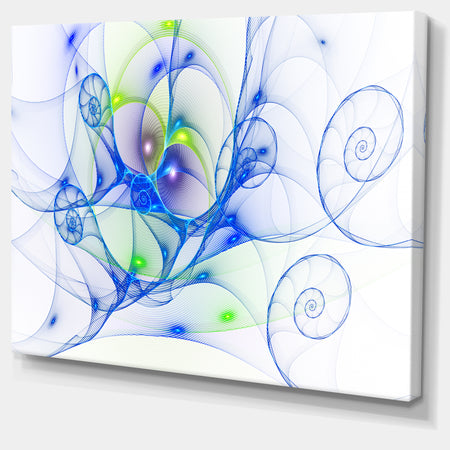 Blue Colored Curly Spiral - Extra Large Abstract Canvas Wall Art