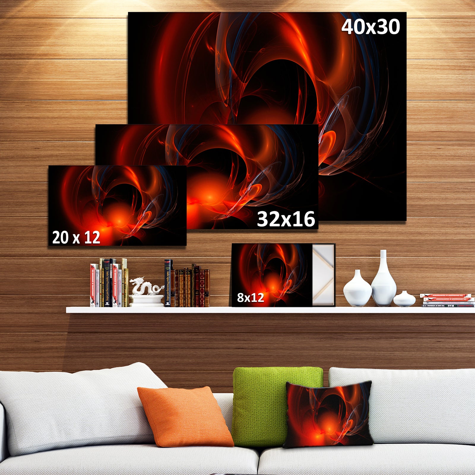 Red Galactic Nebula on Black - Extra Large Abstract Canvas Wall Art
