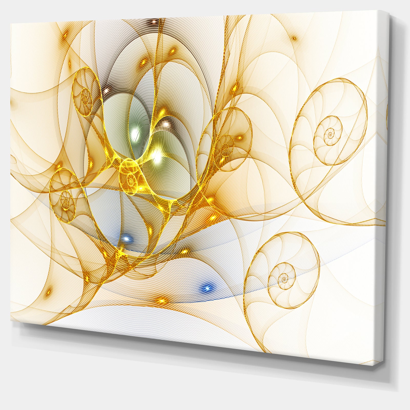 Golden Colored Curly Spiral - Extra Large Abstract Canvas Wall Art
