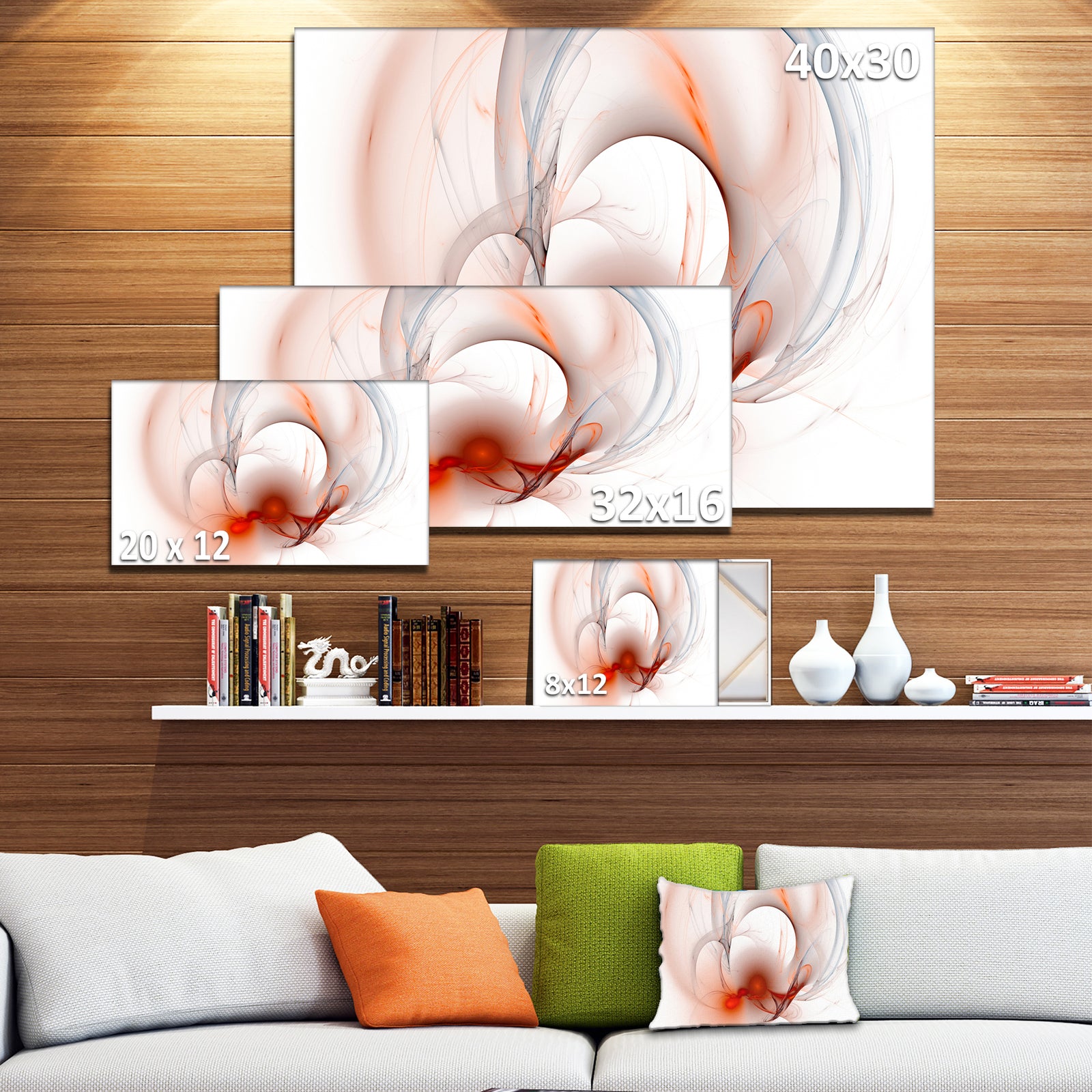Red Fractal Galactic Nebula - Extra Large Abstract Canvas Wall Art