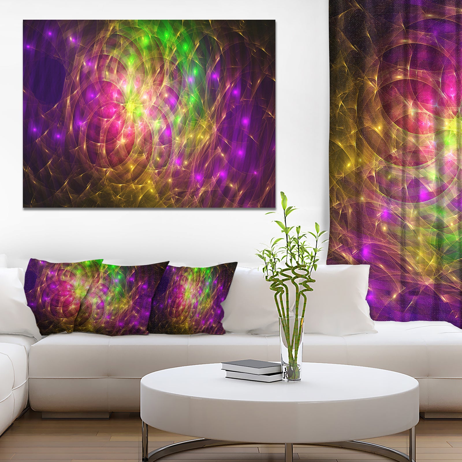 Purple Green Symphony of Colors - Extra Large Abstract Canvas Wall Art