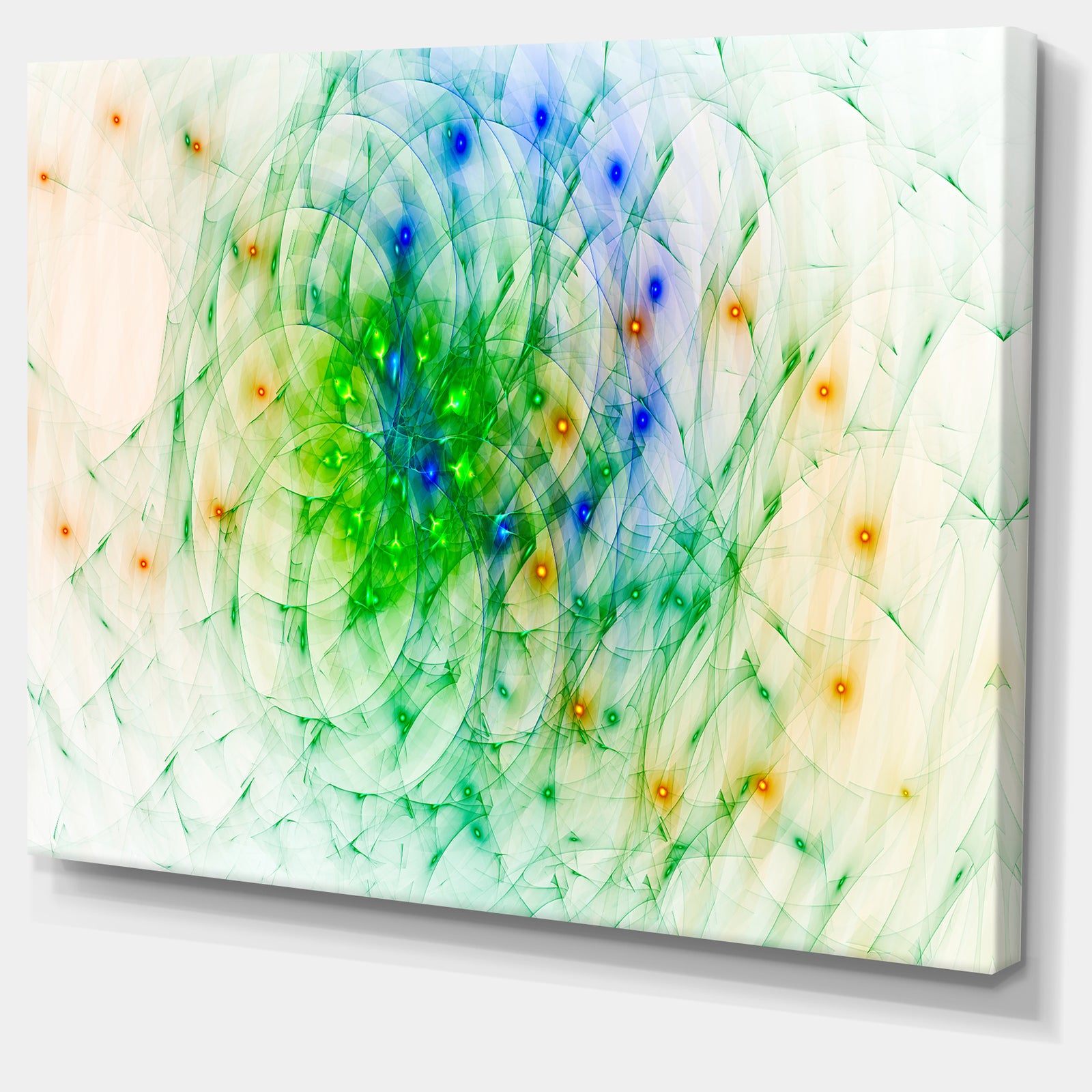 Green Outline of Fractal Colors - Extra Large Abstract Canvas Wall Art