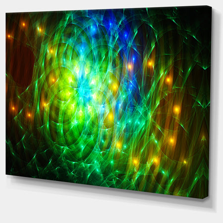 Green Fractal Symphony of Colors - Extra Large Abstract Canvas Wall Art
