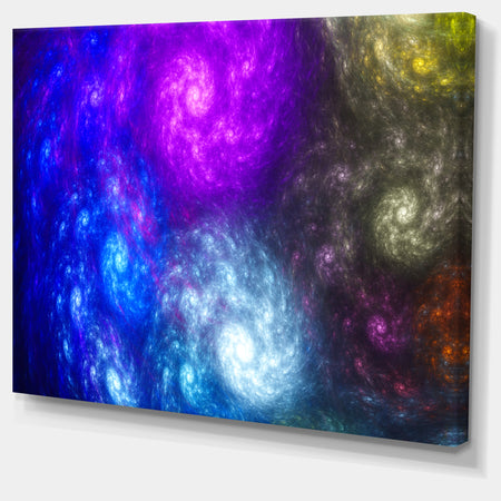 Colorful Fractal Rotating Galaxies - Extra Large Abstract Canvas Wall Art