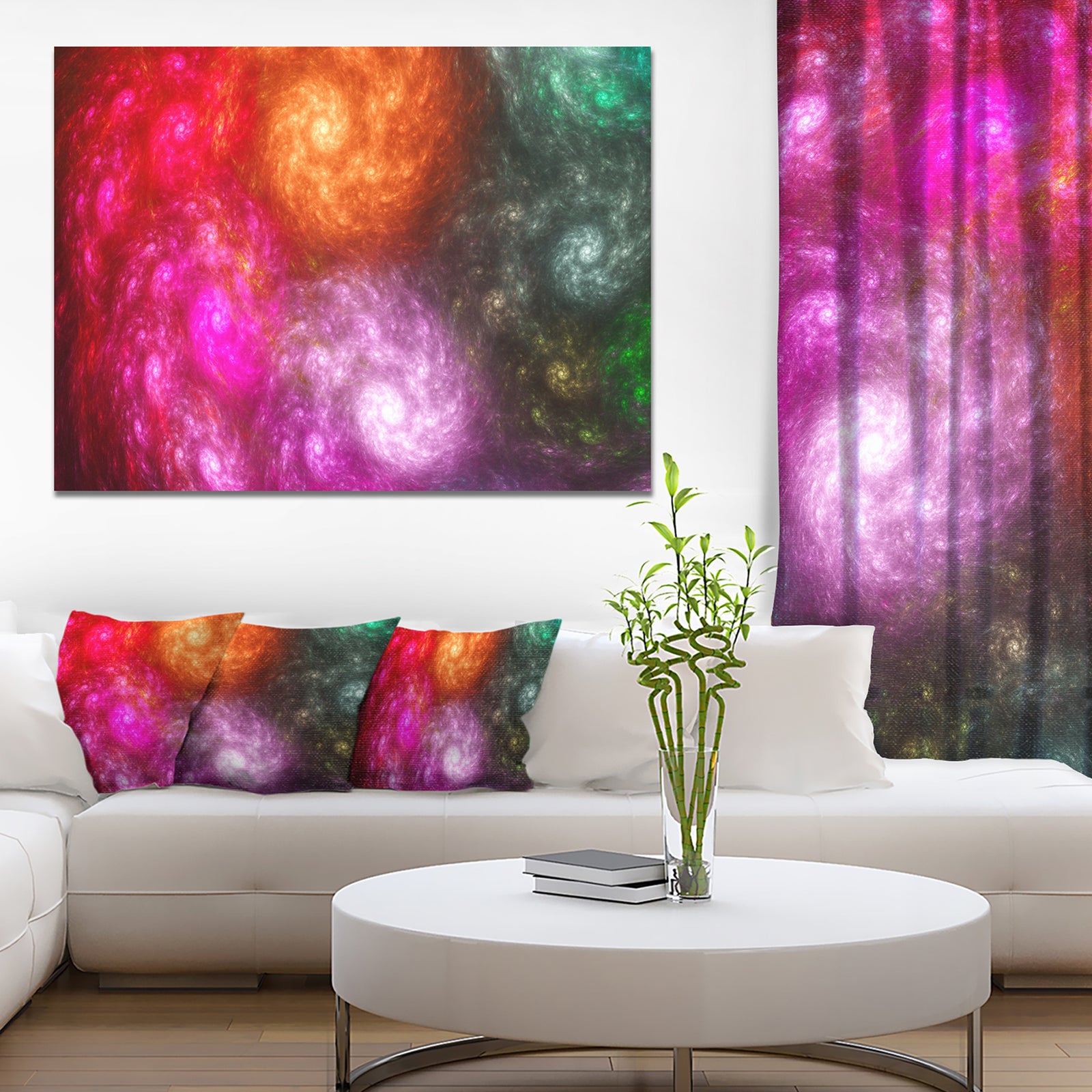 Multi-Color Rotating Galaxies - Extra Large Abstract Canvas Wall Art