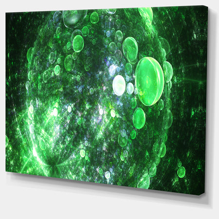 Green Fractal Planet of Bubbles - Extra Large Abstract Canvas Wall Art