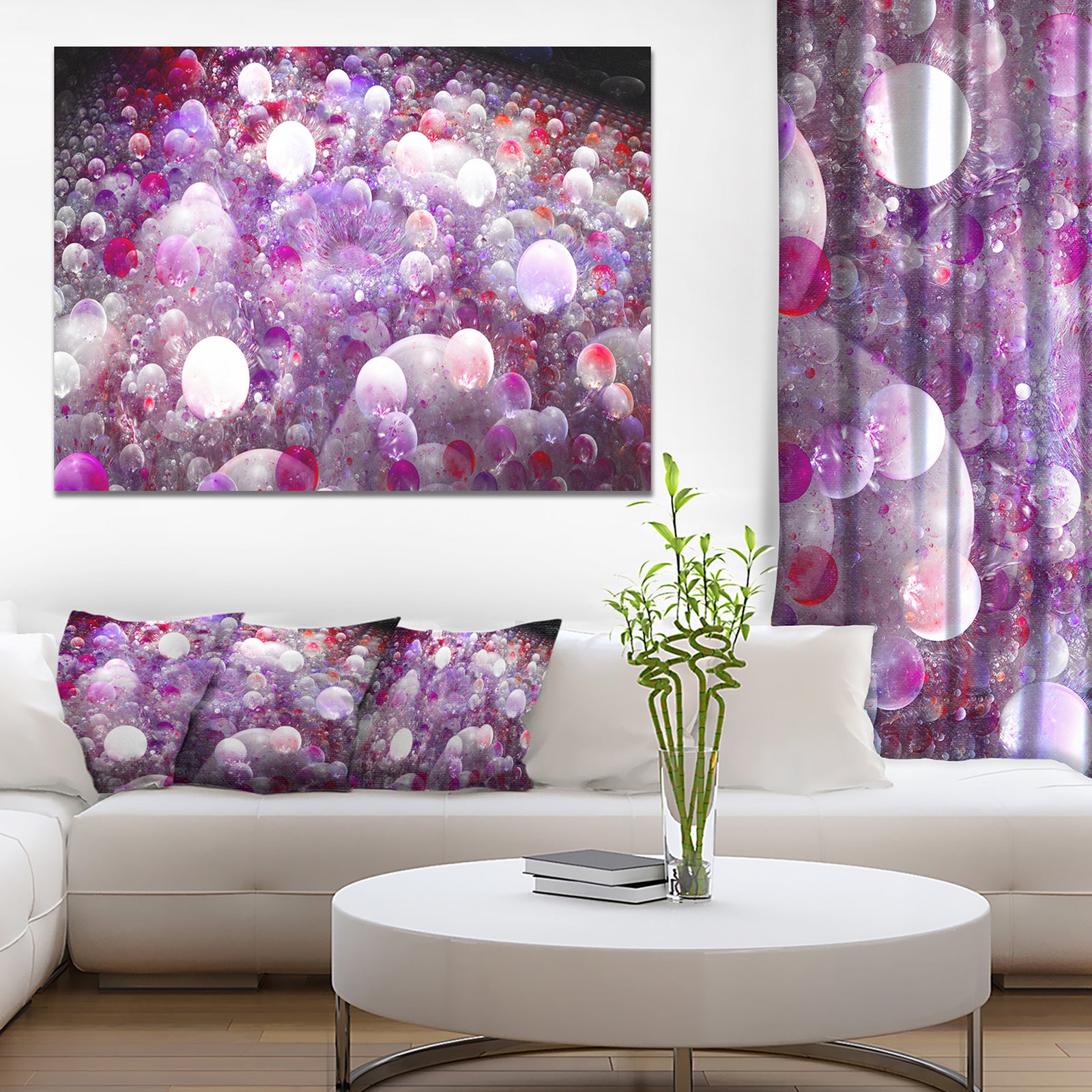 Red Fractal Molecule Pattern - Extra Large Abstract Canvas Wall Art