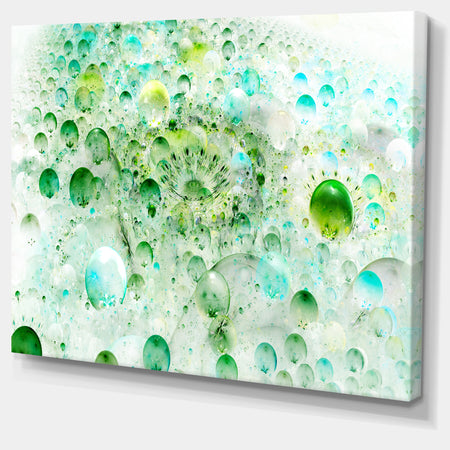 Green Blue Fractal Molecules - Extra Large Abstract Canvas Wall Art