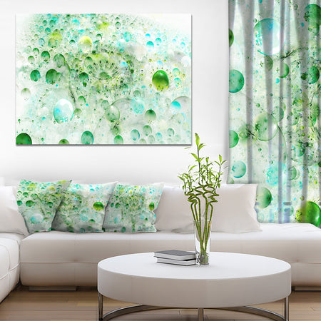 Green Blue Fractal Molecules - Extra Large Abstract Canvas Wall Art