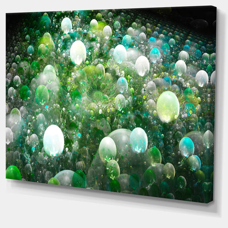 Green Fractal Molecule Pattern - Extra Large Abstract Canvas Wall Art