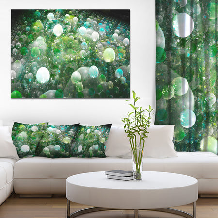 Green Fractal Molecule Pattern - Extra Large Abstract Canvas Wall Art