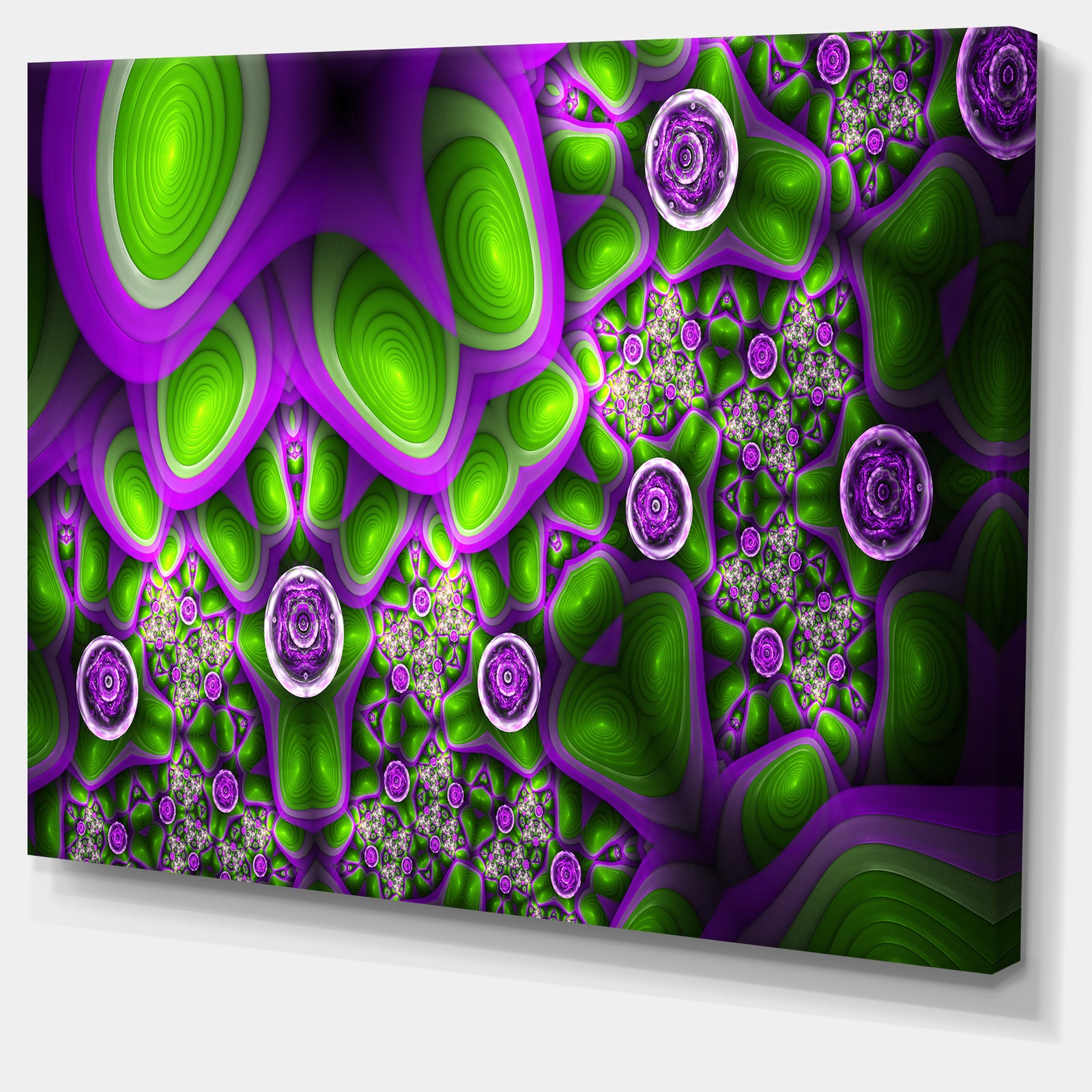 Green Purple Exotic Pattern - Extra Large Abstract Canvas Wall Art