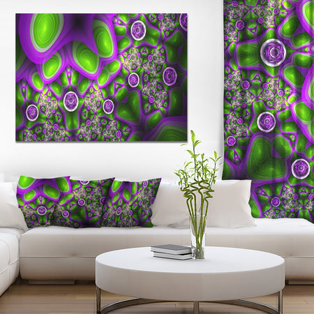 Green Purple Exotic Pattern - Extra Large Abstract Canvas Wall Art