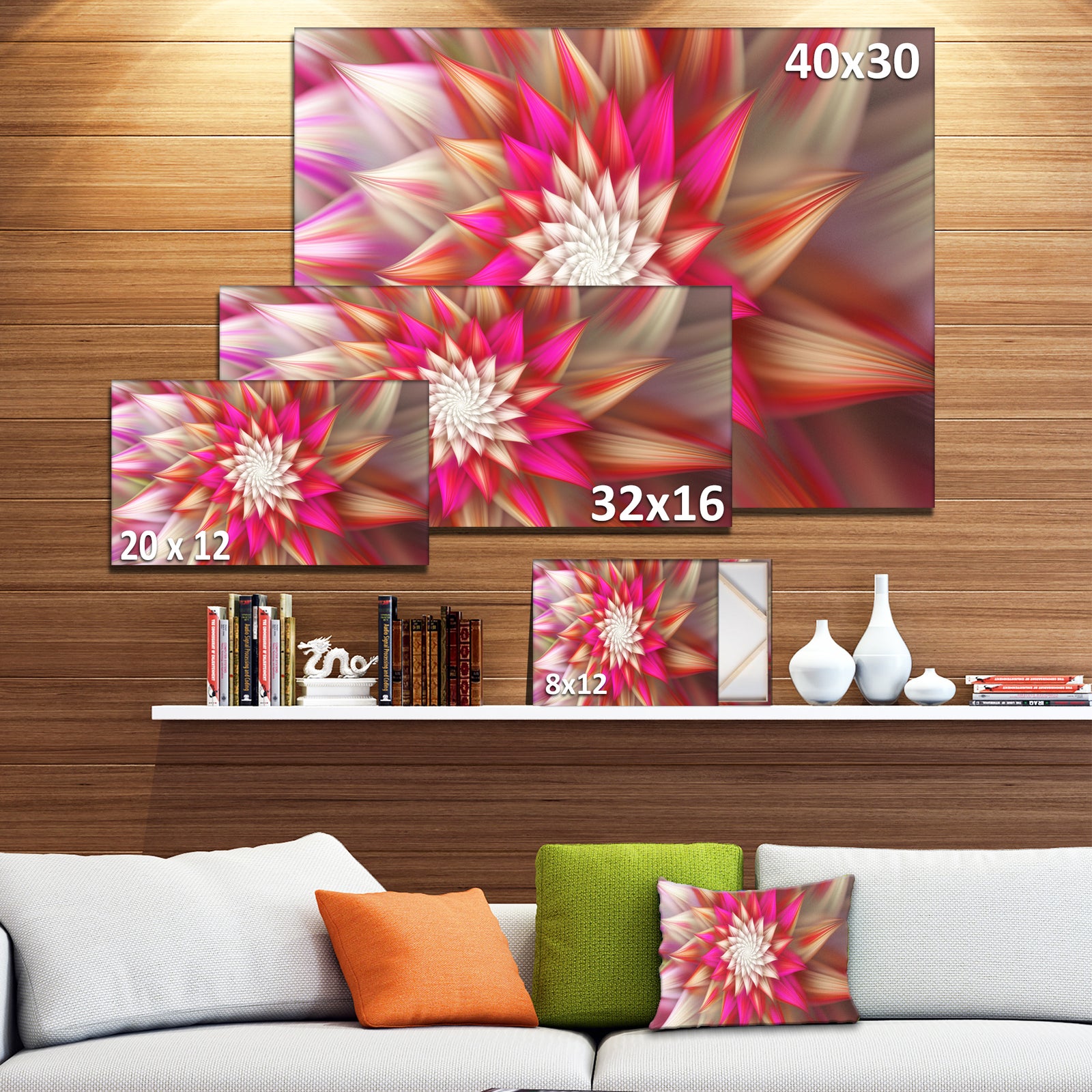 Pink Exotic Fractal Flower - Extra Large Canvas Art Print