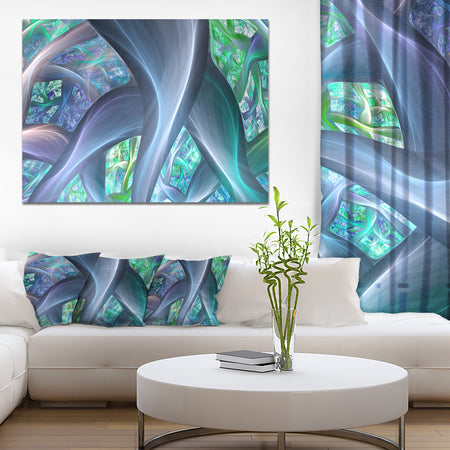 Blue Fractal Exotic Plant Stems - Extra Large Canvas Art Print