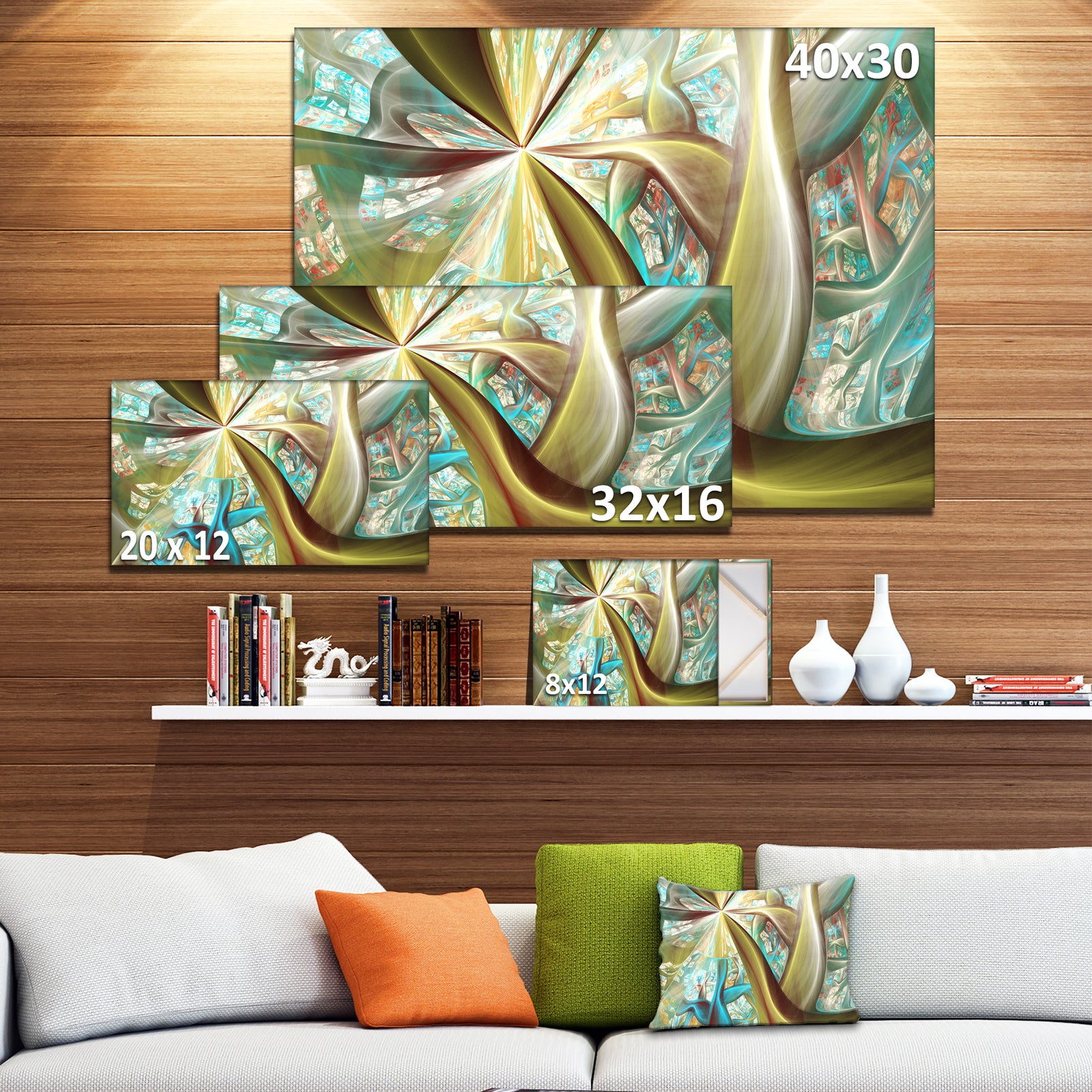 Golden Fractal Exotic Plant Stems - Extra Large Canvas Art Print