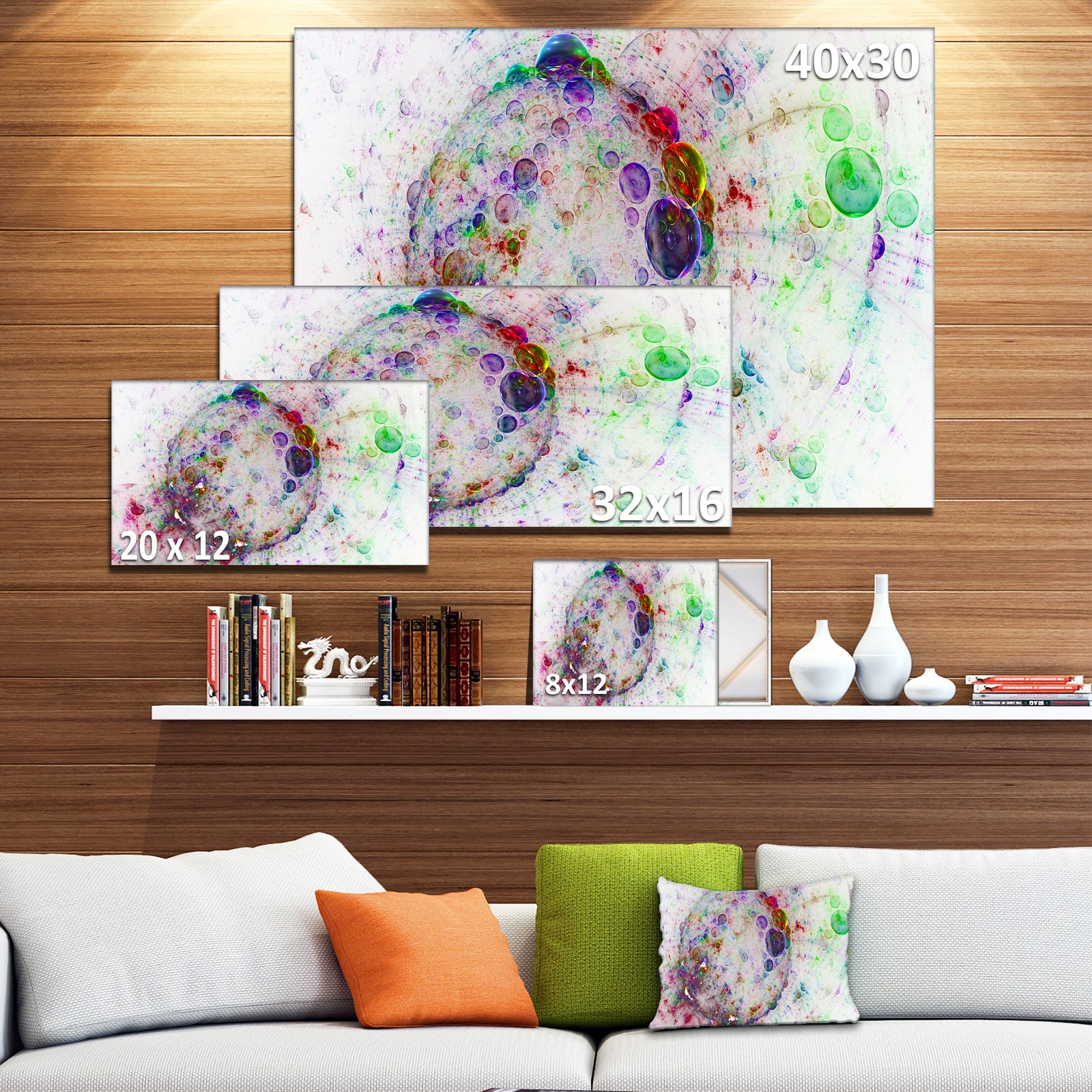 Colorful Spherical Planet Bubbles - Extra Large Canvas Art Print