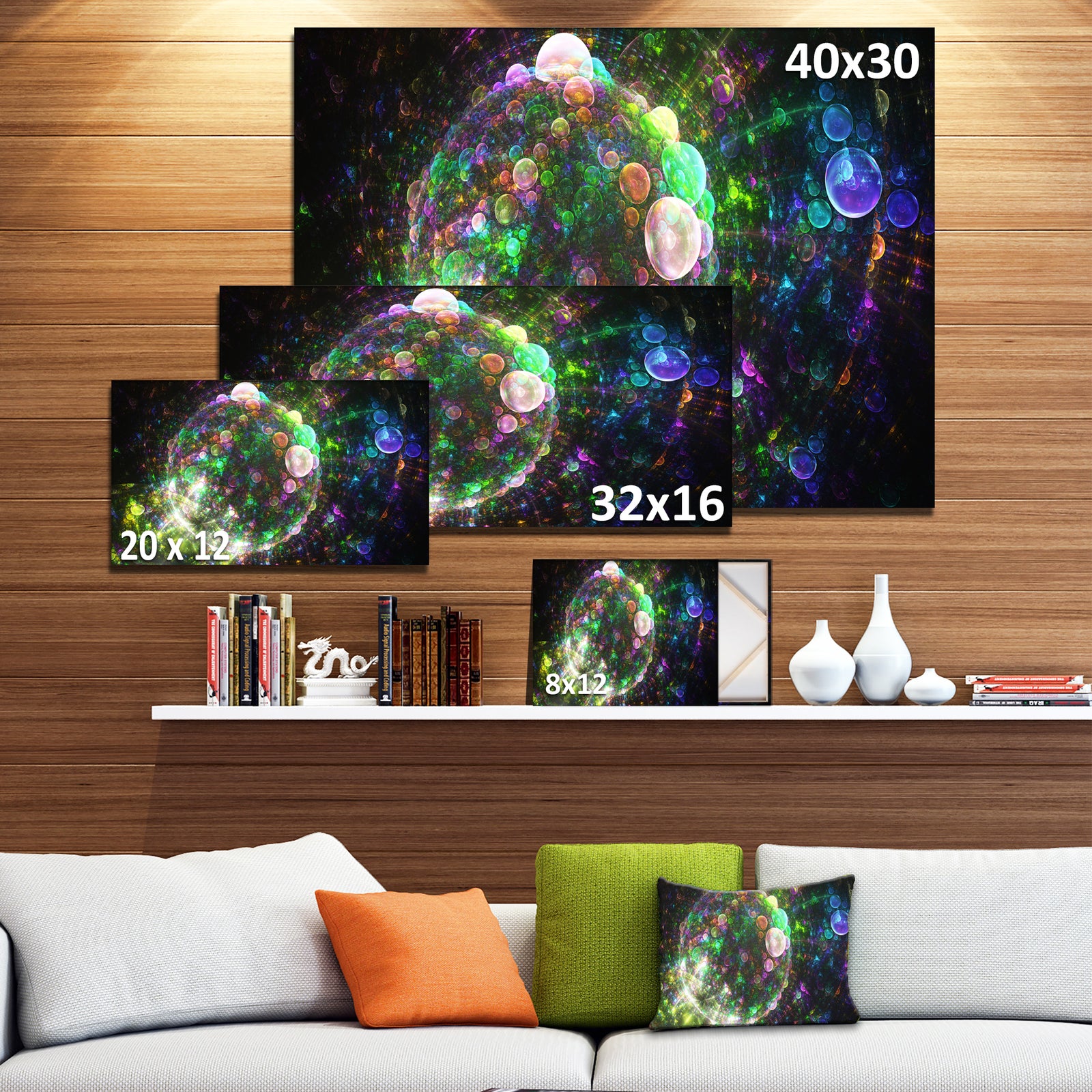 Multi-Color Spherical Planet Bubbles - Extra Large Canvas Art Print