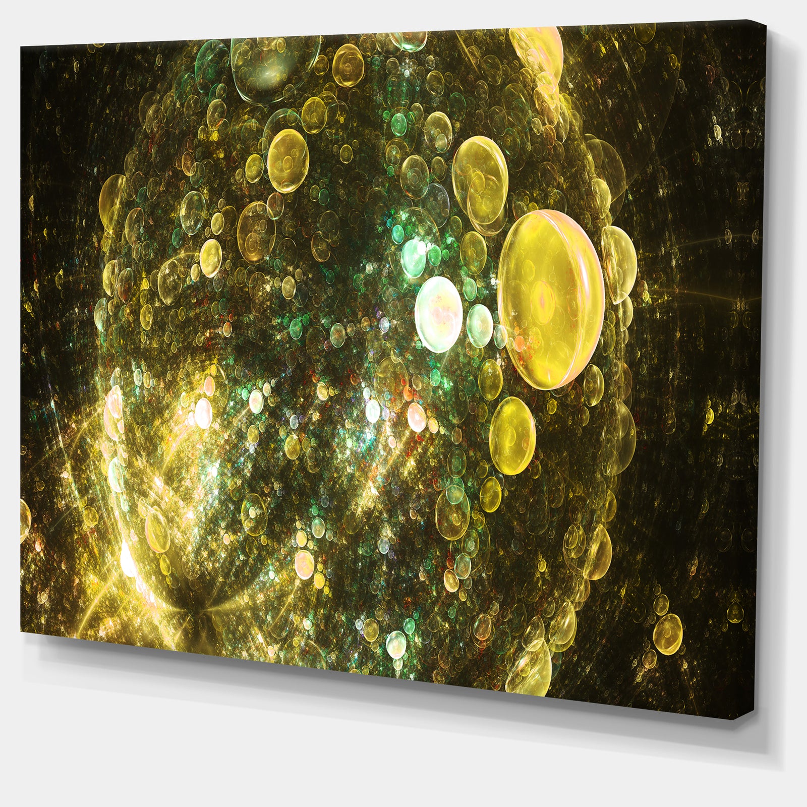 Yellow Spherical Planet Bubbles - Extra Large Canvas Art Print