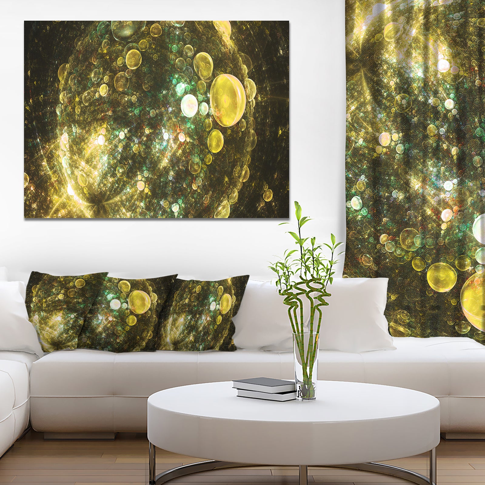 Yellow Spherical Planet Bubbles - Extra Large Canvas Art Print