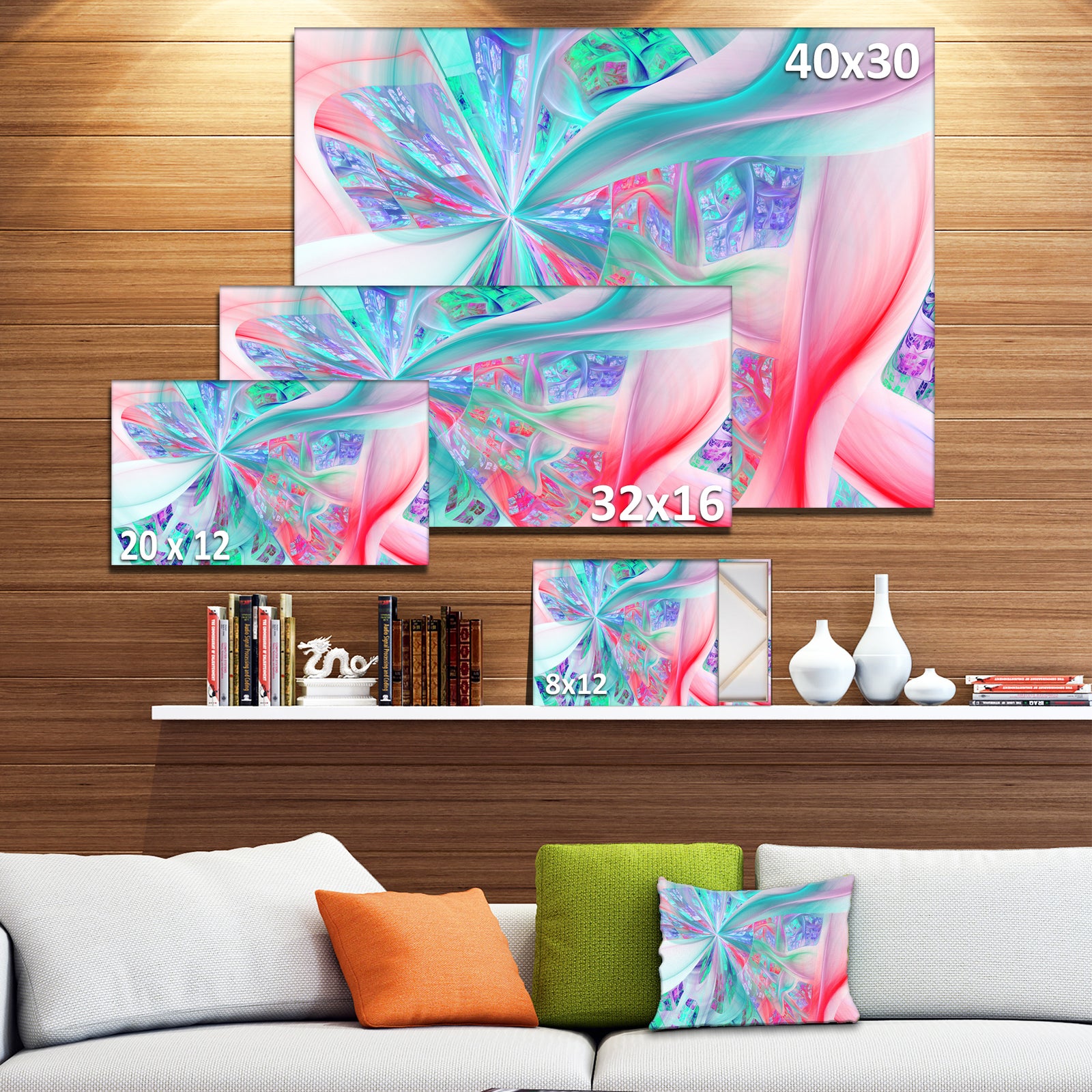 Multi-Color Fractal Exotic Plant Stems - Extra Large Canvas Art Print