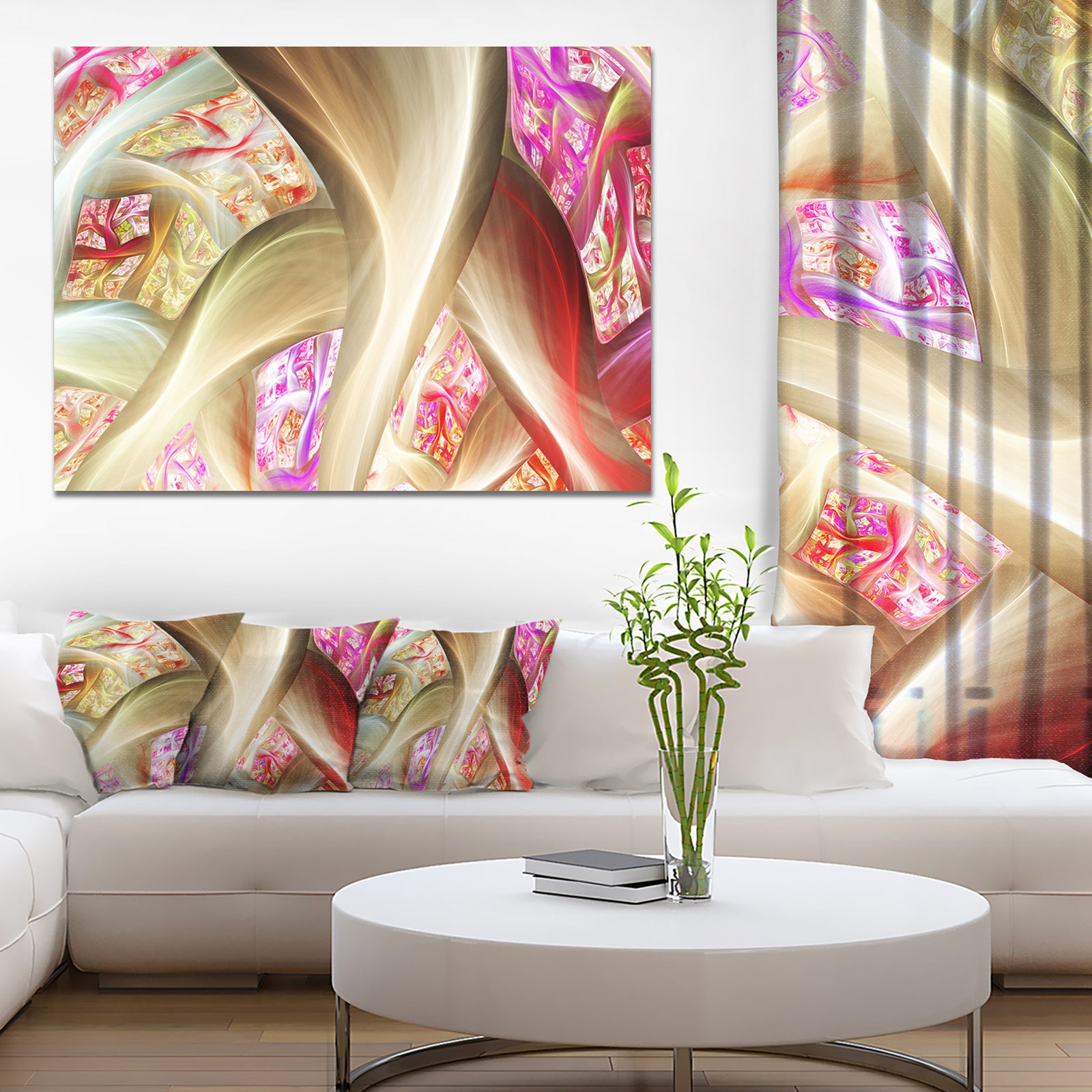 Golden Red Fractal Plant Stems - Extra Large Canvas Art Print