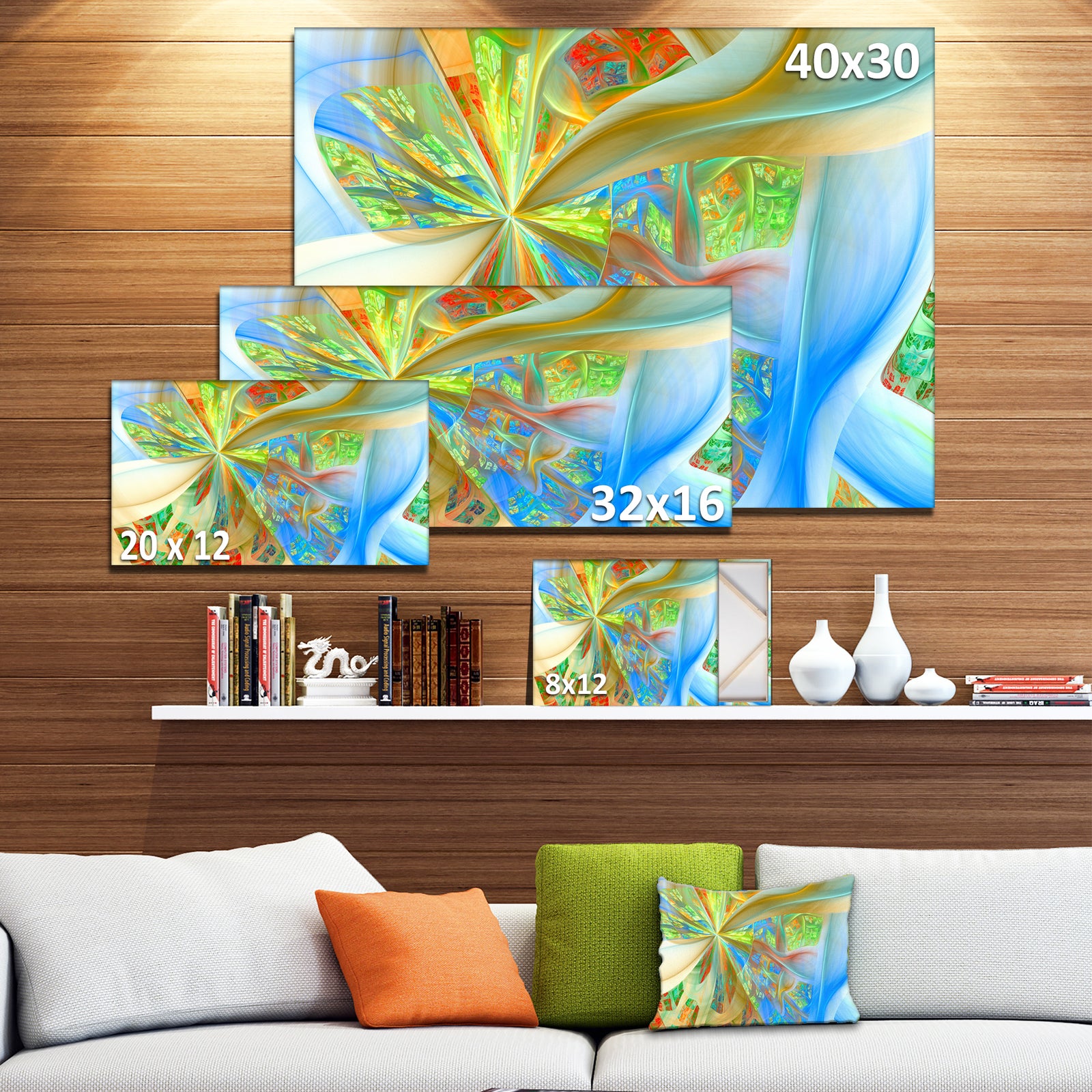 Yellow Fractal Exotic Plant Stems - Extra Large Canvas Art Print