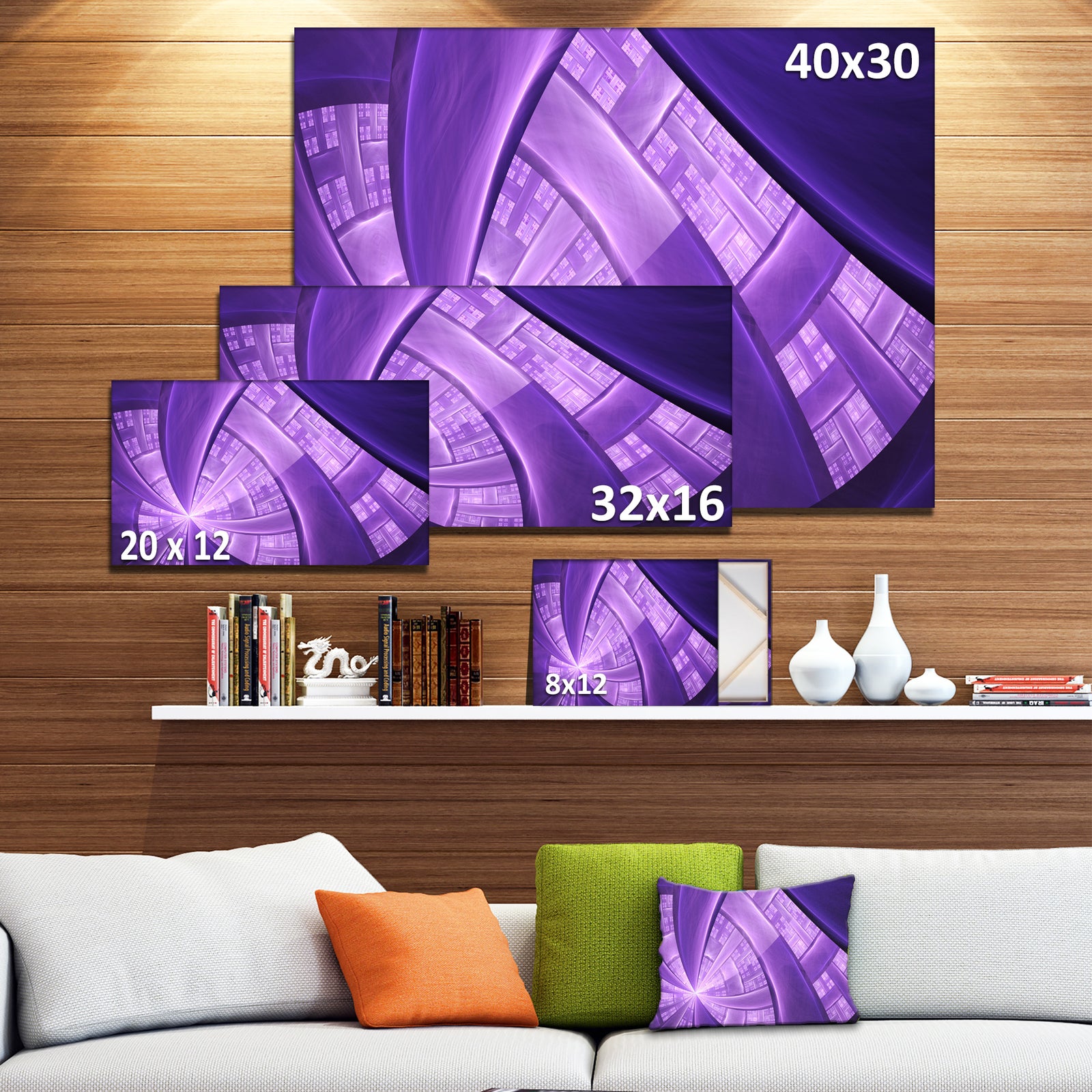 Purple Fractal Exotic Plant Stems - Extra Large Canvas Art Print