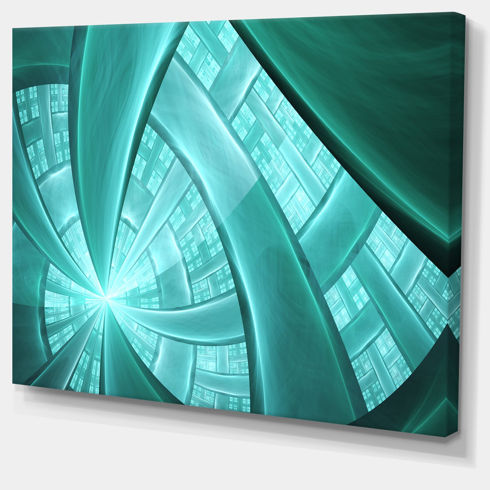 Blue Fractal Stained Glass - Extra Large Canvas Art Print