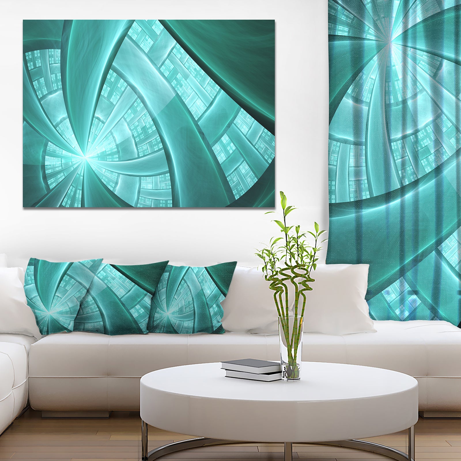 Blue Fractal Stained Glass - Extra Large Canvas Art Print