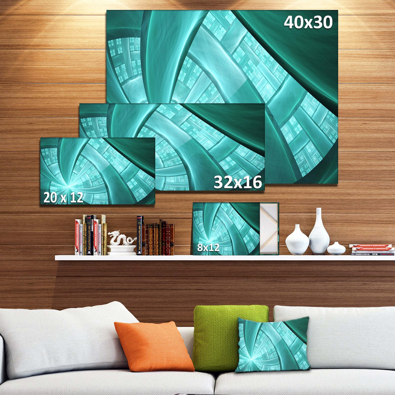 Blue Fractal Stained Glass - Extra Large Canvas Art Print
