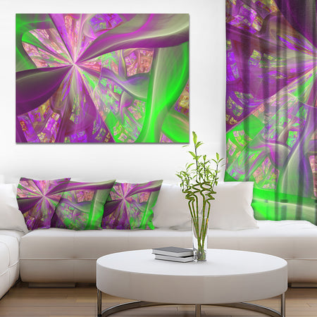 Pink Green Fractal Curves - Extra Large Canvas Art Print