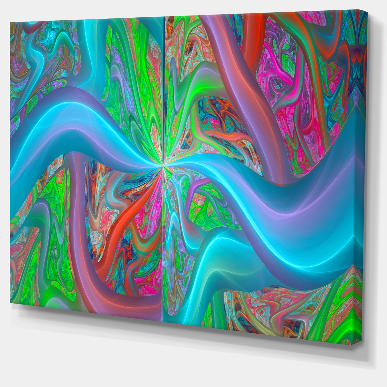 Blue Green Fractal Curves - Extra Large Canvas Art Print