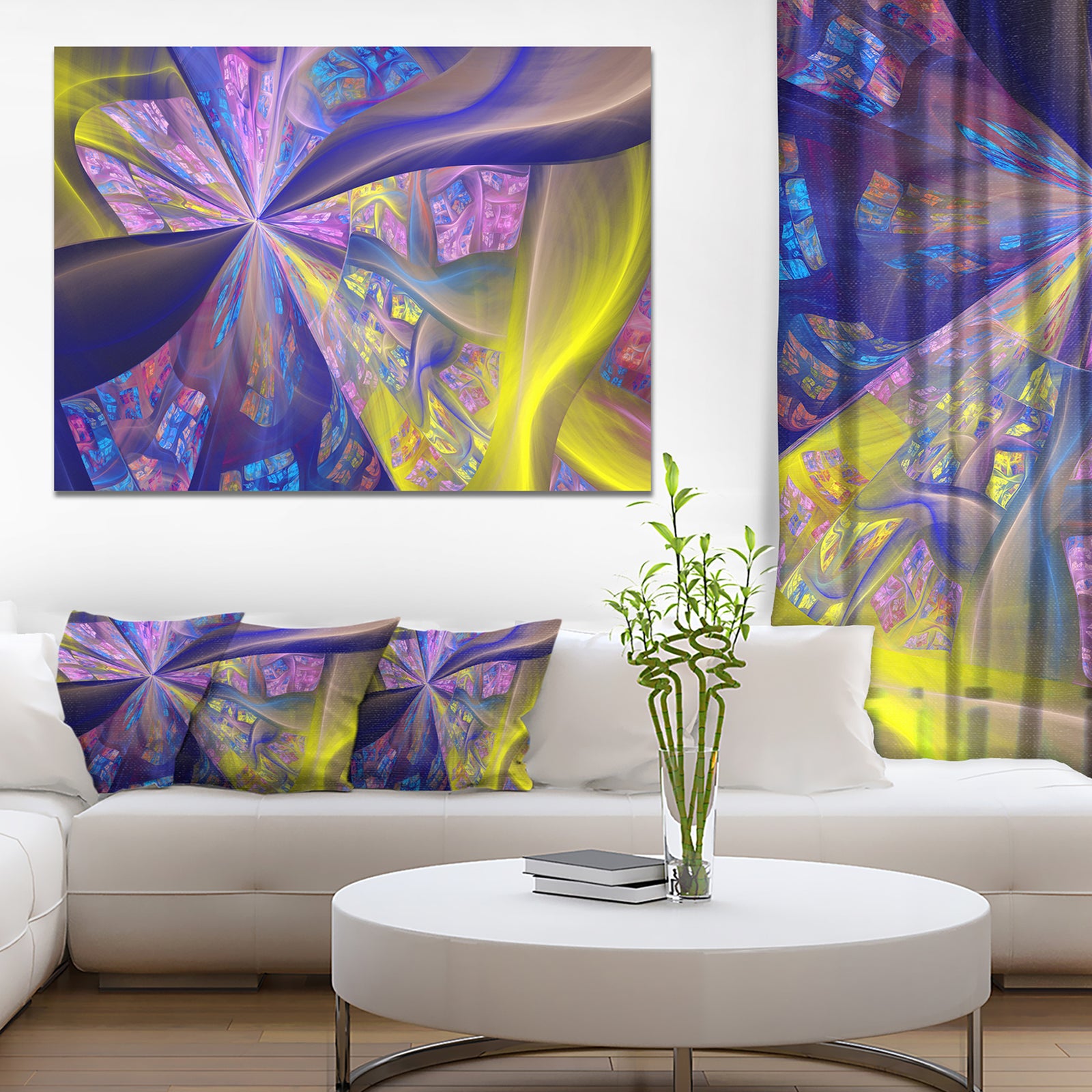 Purple Yellow Fractal Curves - Extra Large Canvas Art Print