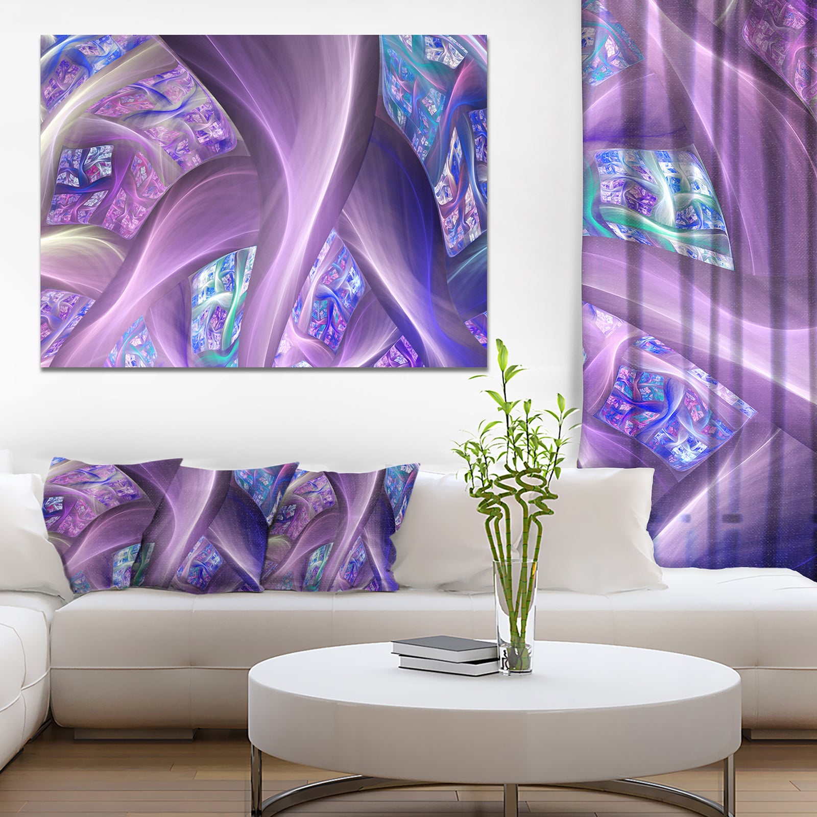 Purple Blue Fractal Curves - Extra Large Canvas Art Print